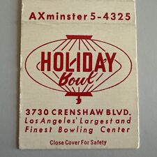 Vintage 1950s Holiday Bowl Los Angeles CA Bowling Alley Matchbook Cover picture