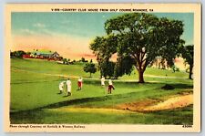 Postcard Country Club House from Golf Course Roanoke Va Linen picture