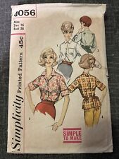 Vintage 50s Simplicity #4056 ladies blouse pattern 4 views Size 16 B36 Complete picture