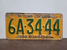 1940 Idaho 50 years Statehood  License Plate Tag picture