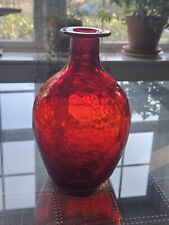 Vintage Red Amberina Crackle Glass Vase 9