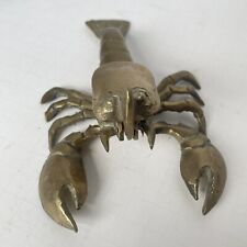 VTG Aged Brass Ashtray LOBSTER CRAWFISH HINGED Beach Nautical Ocean MCM Novelty picture
