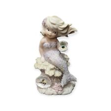 Enesco Coral Kingdom Shimmer Stone Emerald May Birthstone Mermaid Porcelain F picture