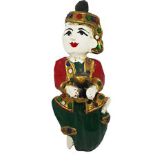 Wood Carving Mandalay Dolls Sculpture Musical Band Antique Style Wall Hanging picture