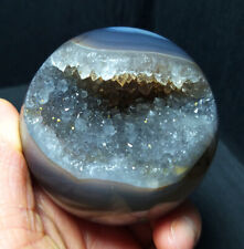 TOP 335G Natural Polished Geode Blue Agate Stone Sphere Madagascar YWD534 picture