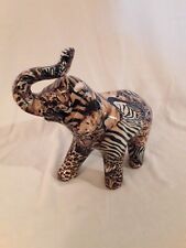 Vintage La Vie Elphant Figurine Safari Animal Print Ceramic 7.5