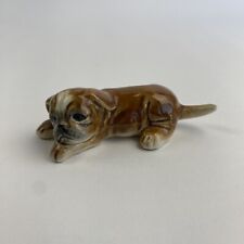 Vintage GOEBEL Figurine Brown Boxer PUPPY Dog Lying Made In W Germany Miniature picture