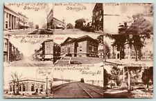 Sterling Illinois~Multi Mini Views~3rd Street~First Ave~Train on Tracks~c1910 picture