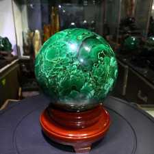 15.84LB Unique Natural Malachite Quartz Sphere Carved Crystal Ball Reiki.JC0104D picture