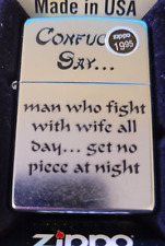 Zippo Confucius Say Wife Night 28460 2014 Bushed Chrome picture