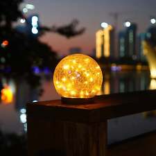 2Pcs Solar Lights Outdoor Garden Decor Cracked Glass Ball Warm Lights picture