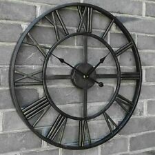 Large Outdoor Garden Wall Clock Big Roman Numerals Giant Open Face Metal 40CM picture