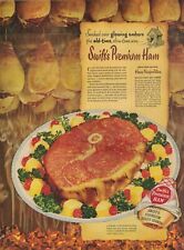 1953 Swift Premium Ham Vintage Print Ad Smoke House Glowing Embers Pork USA picture