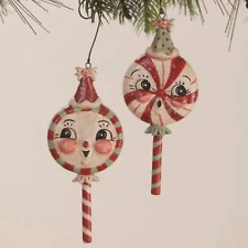 2 Johanna Parker Bethany Lowe Merrymint Ornaments Peppermint Christmas Candy Set picture