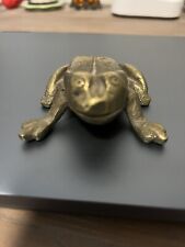 Vtg Brass Frog Hinged Lid Trinket Pill Box Ashtray Match Holder MCM Paper Weight picture