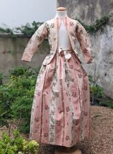 BEAUTIFUL 18TH CENTURY TRI TONE STRIPED SILK DRESS W FLORALS - ALTERED  picture