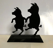 Wooden Dancing Pigs Silhouette Figurine picture