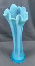 ✨Beautiful EAPG  Blue Opalescent Glass Swung Vase 11 7/16”✨ picture