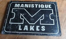 ANTIQUE MANISTIQUE LAKES UP MICHIGAN MOTEL AD 2-SIDED SIGN METAL WOOD VTG RARE picture