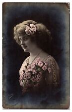 ANTQ Hand Tinted RPPC Featuring a Pretty Lady with Pink Flowered Dress - Belgium picture