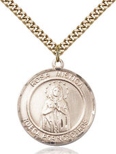 14K Gold Filled Our Lady Rosa Mistica Virgin Mary Medal Necklace Pendant picture