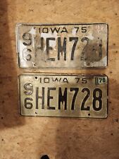 Matching Pair Of Iowa License Plates From 1975 picture