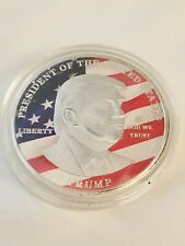 Donald Trump 2020 Silver Coin w/case - US Flag - U.S. Seller -  picture