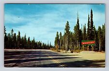 Lost Trail Pass MT-Montana, Welcome to Montana Sign, Antique Vintage Postcard picture
