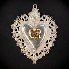 Solid Silver Votive Heart w Flame | Italian Ex-voto | mid 1900s Grace Received_ picture