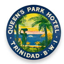 Queen's Park Hotel Trinidad British Virgin Islands Scarce Vintage Luggage Label picture
