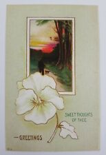 Vintage 1912 Greetings Postcard - Sweet Thoughts Of Thee, Posted Shandon, CA. picture