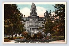 Postcard Ohio Sandusky OH Washington Park Fountain Court House 1930s Unposted picture