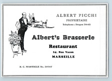 1930s Vintage Advert, Albert's Brasserie, Albert Picchi Prop., Marseilles France picture
