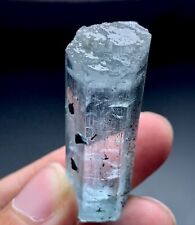74 Carat Terminated Aquamarine Crystal With Tourmaline From Skardu Pakistan picture