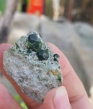Beautiful Green Garnet Crystal On Matrix - Natural Green Garnet Crystal, Healing picture