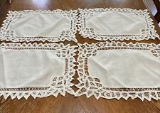 Vintage Battenberg White Lace Place Mats 4 In Set / Shabby Chic-table Linens picture