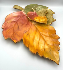 Vintage Everyday Gibson Harvest Pantry Fall Leaves Chip & Dip Set Platter 2002 picture