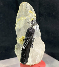 138 CT Black Tourmaline With Quartz Crystal Specimen From Skardu Pakistan picture