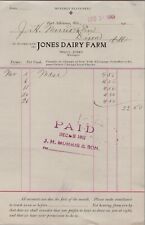 1901 Billhead Jones Dairy Farm  to H. H. Morris & Son -Fort Atkinson, Wisconsin picture