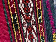 Vintage Peruvian Wool Manta Hand Woven Village Weaving Textile Handmade Blanket picture