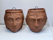 Rare Lot 2 Rookes Pottery Terra Cotta Hanging Planters Vtg England Ancient Rome picture