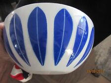Cathrineholm Lotus Bowl Blue White 8 Inch MCM Enamelware picture