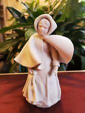 Signed Helen Dowell Ceramic Figurine 18th Century Lady Hooded Cape Blustery Day  picture