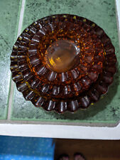 VTG Amber Glass  Hobnail  Ashtray, Trinket Dish,  Stack Set Heavy SML picture