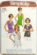 1975 Simplicity Sewing Pattern 6975 Womens Tops 4 Styles Size 40-42 Vintag 13476 picture