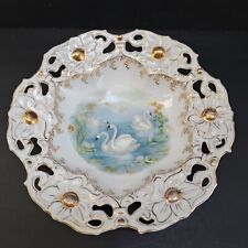 Antique Porcelain Bowl Germany Late Baroque Style Hand Painted Gold Gilding 11.5 picture