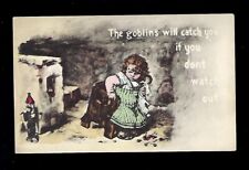 c1908 Halloween Postcard Young Girl Scared of The Goblins picture