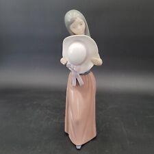 Lladro Porcelain Sculpture Bashful Girl with Hat 5007 1978 Retired Spain Mint picture