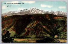 Pikes Peak Region Cascade Colorado Snowcapped Mountain Forest Vintage Postcard picture