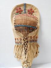 ANTIQUE VINTAGE SHOSHONE PAIUTE INDIAN BEADED DOLL SIZE CRADLEBOARD HIDE COVERED picture
